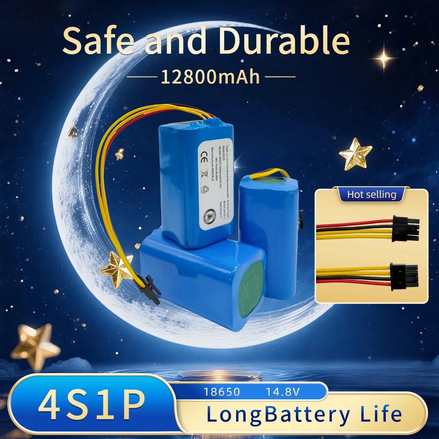 

New 12800mAh battery 4ICR19/66 ML:BONA18650-MF1 for CONGA 1290 1390, Polaris PVCR 0920WV Rufer, Redmond RV-R500 Robot