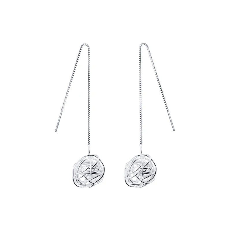 Modian Minimalism Unique Design Long Chain Ball Earrings for Women 925 Sterling Silver Dangle Earings Korean Drop Ear Jewelry - Image 5