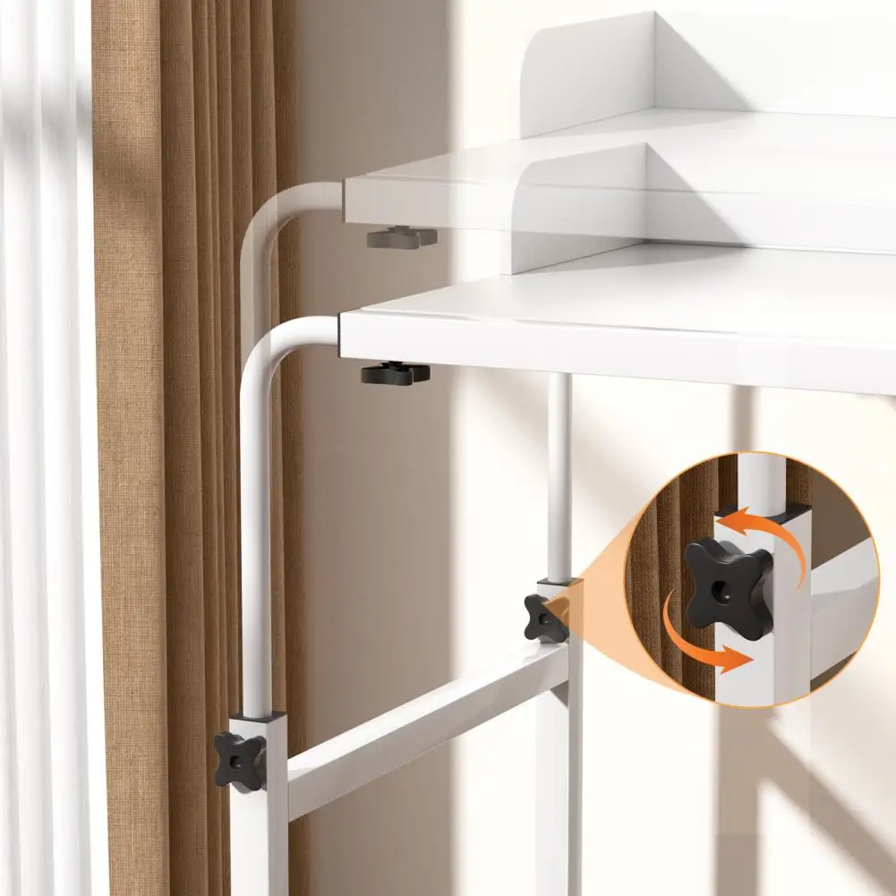 طاولة كمبيوتر محمول بارتفاع قابل للتعديل فوق السرير مع طاولة محطة عمل لغرفة النوم مع عجلات #4