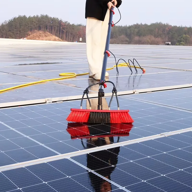 Telescopic Water Fed Cleaning Pole Solar Panel Brush 35cm Width Multifunctional Water Fed Cleaning Brush Kit for Solar Panels