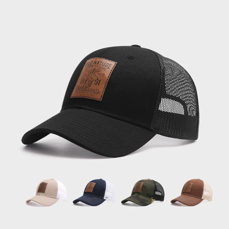 أربعة مواسم شبكة قبعات البيسبول للجنسين الغزلان أيقونة قبعة سائق الشاحنة للنساء الرجال في الهواء الطلق المحمولة الصيد المشي لمسافات طويلة الصيد واقية من الشمس قبعة #1