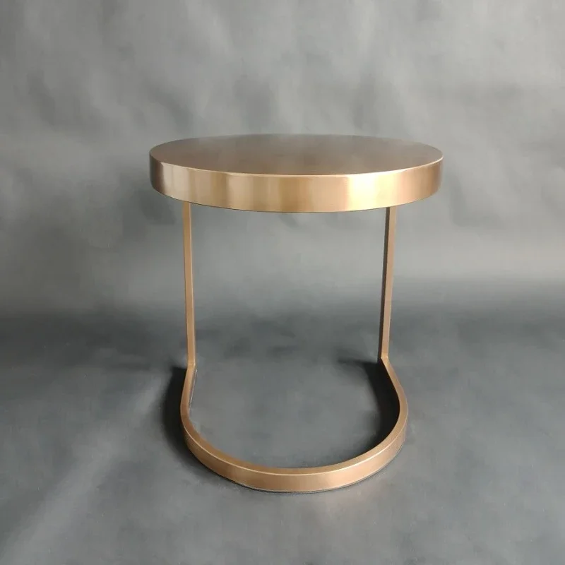 حافة أريكة حديثة بسيطة مستديرة من الفولاذ المقاوم للصدأ عدد قليل من الديكور الناعم مصمم فيلا فندق الإقامة المنزلية غرفة المعيشة أريكة الزاوية عدد قليل من #5