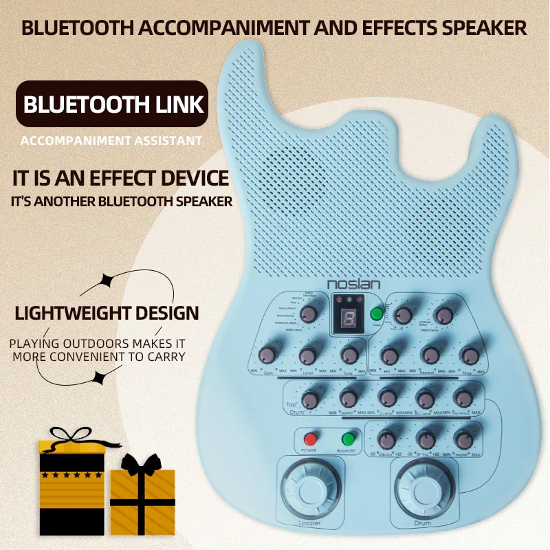 

Hooqu High-quality 7 Effect Overdriver Crunch Chorus Dela Tuner Bluetooth Tone Guitar Effect Electric Guitar Effects