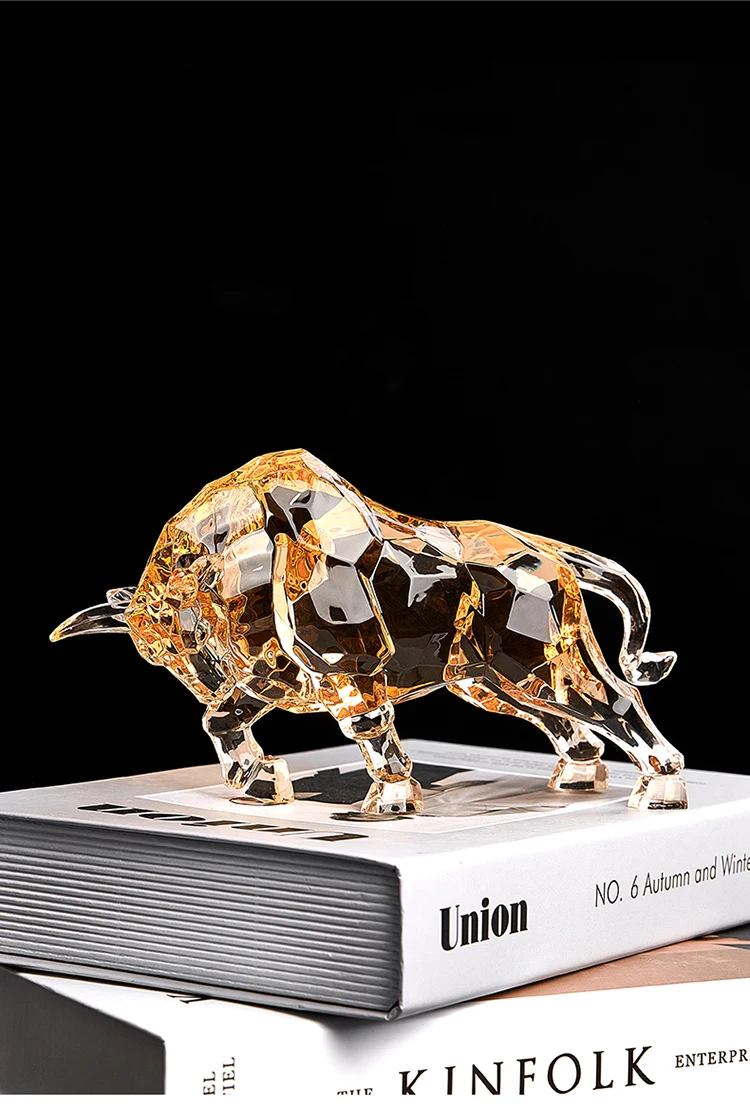 Raum Dekor Tier Ox Skulptur Ornamente Acryl Kristall Handwerk Statue Wohnzimmer Büro Desktop Dekoration Nordic Artwork Geschenk – Detail 5