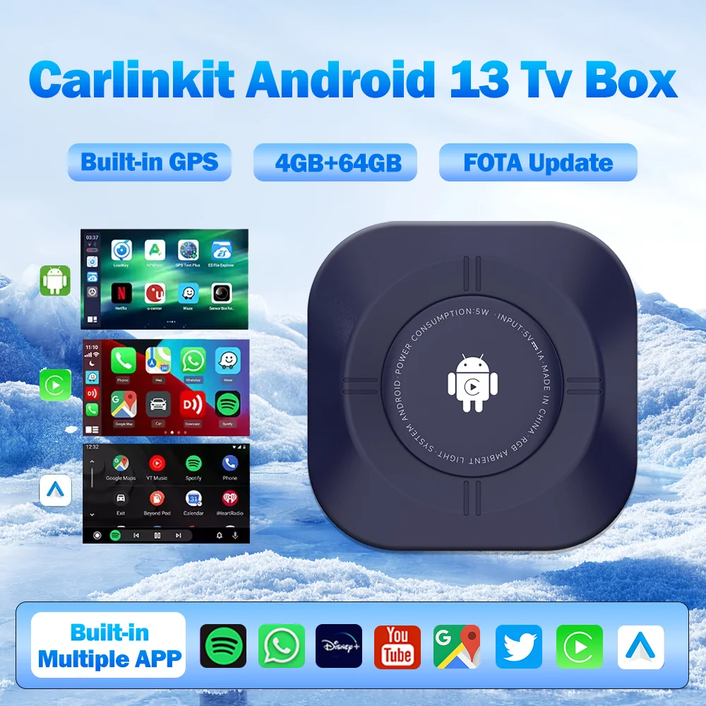 

NEW Carlinkit S2 CarPlay AI Box LED Android 13 SM6115 8-Core Android auto Wireless Car Play Android Auto Online Video 4GLTE WiFi