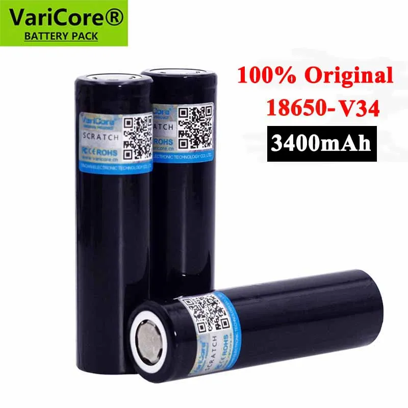  VariCore Original New V-34 18650 3.7V 3400mAh Rechargeable lithium battery for Light Flashlight batteries LED light