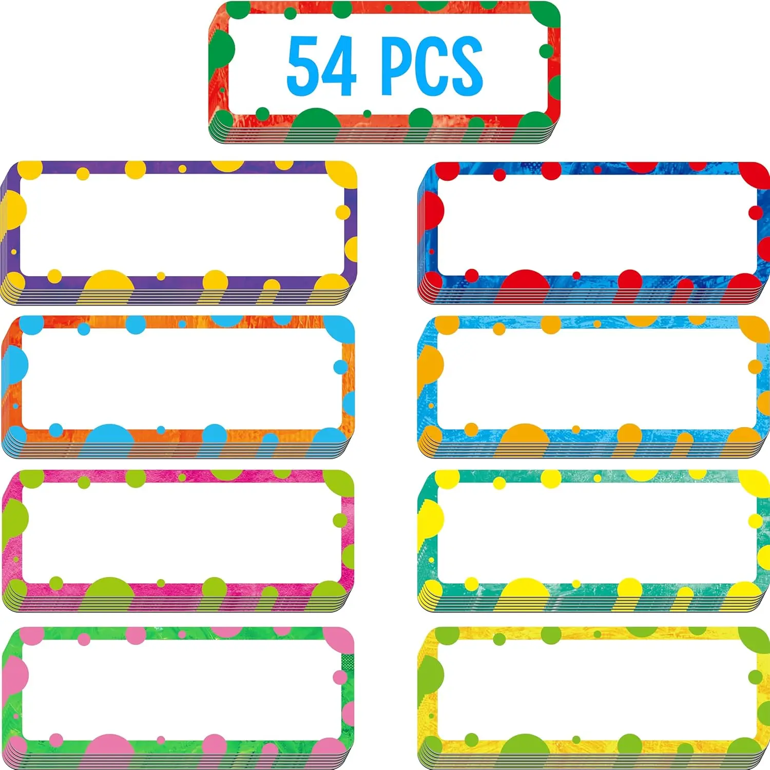 

54 Pcs Magnetic Name Tags, 9 Designs Dry Erase Reusable Labels for Whiteboard Fridge Locker