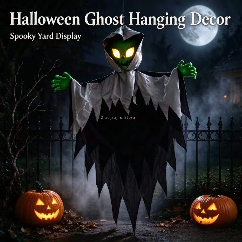 Luminous Alien Hanging Ghost Halloween Prop Voice Activated Sensor Pendant for Haunted House Party Decoration