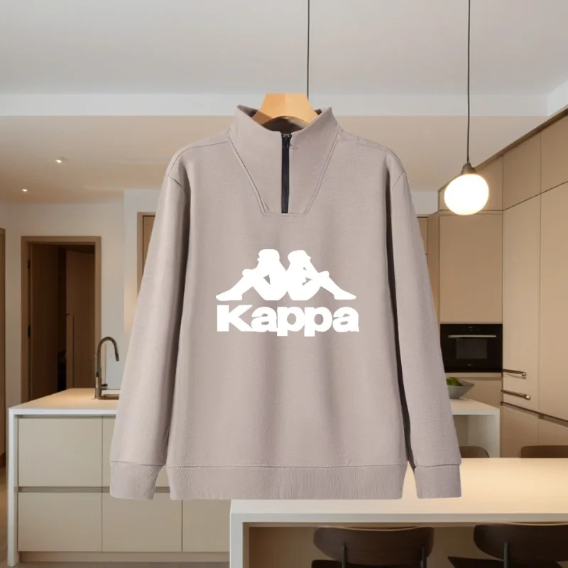 New Style Stand-Up Collar Casual Sweatshirt for Men and Women in Autumn and Winter, Simple Loose-Fitting Medium-Thick Pure Cotton Long-Sleeved Jacket, Tennis Sportswear
