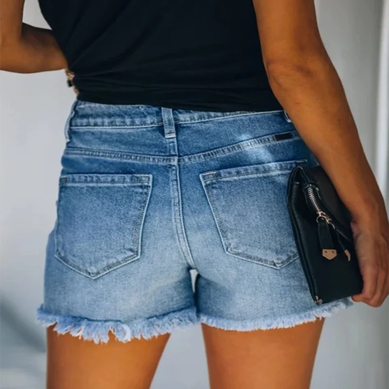 Classic Denim Shorts Women Summer Pockets Button Up Denim Fashion Jeans Pants