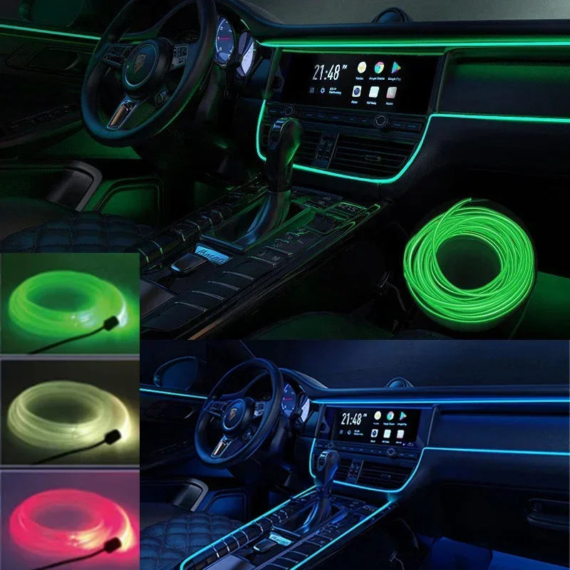 

Car Interior Decorative LED Neon 1M/3M/5M Lamps Strips USB Drive For DIY Decorative Dashboard Console Ambient Light Cold Light