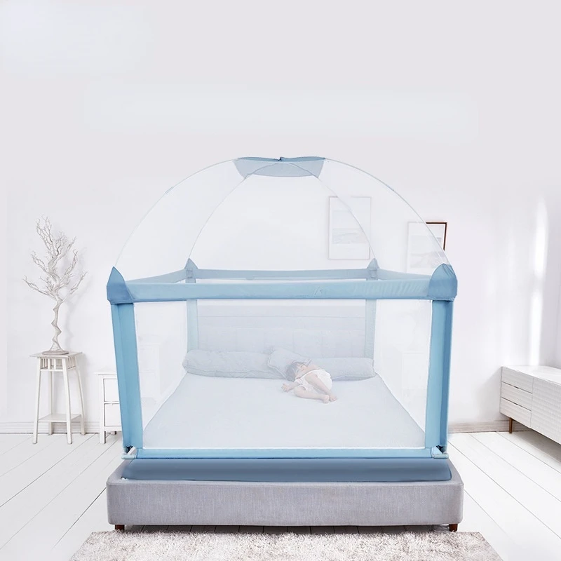 Safety Fence with Mosquito Net Crib Fence Anti-fall Bedside Guardrail Children\'s Anti-fall Bed Baby Yurt