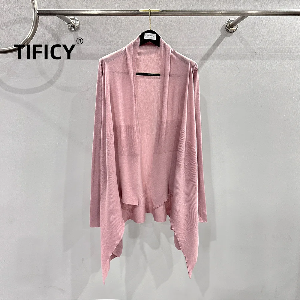 High Street Women's Thin Style Shawl Buttonless Long Sleeved Knitted Outer Garment Shawl Long Sleeved Sweater Cardigan Coats