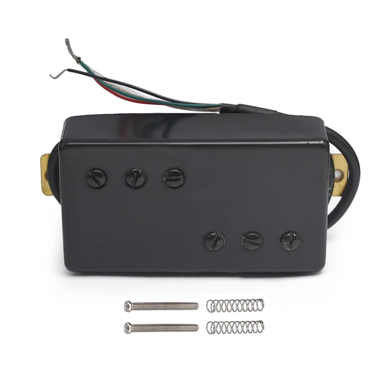 Two Line 3+3 Brass Cover Humbucker Guitar Pickup 4 Coil Cable 7.5k/15k Coil Splitting Pickup for LP Guitar Black