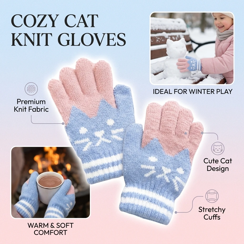 Winter Fleece Children's Gloves for Boys And Girls Primary School Students Handwriting Insulation Warmth Baby Sets Jacquard Kitt