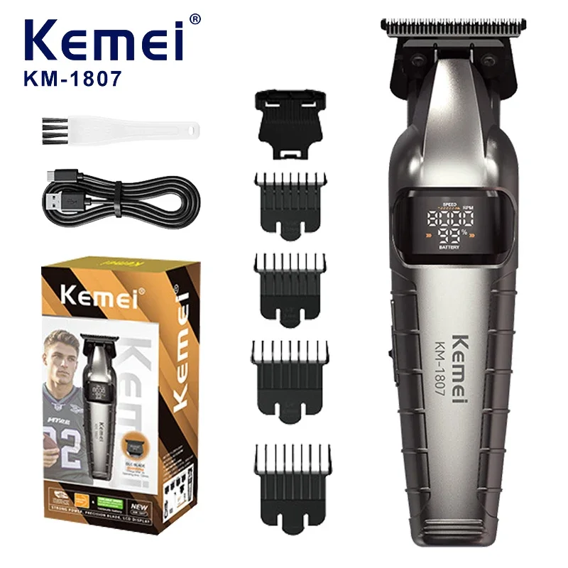 KM-1807 Professioneller Haarschneider von Kome USB Wiederaufladbarer Kabelloser Haarschneider für Männer mit LCD-Display Haarschneidemaschine