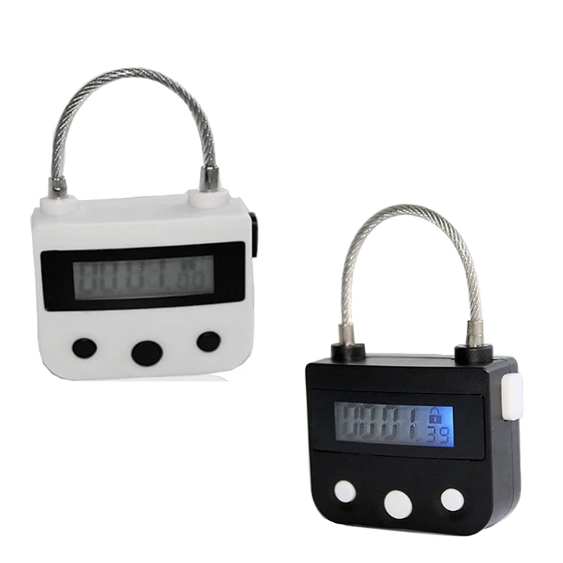 Metal Timer Lock USB LCD Display Metal Electronic Rechargeable Timer Padlock Black