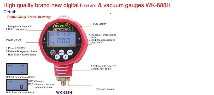 Digital High Pressure vacuum gauges WK-688H