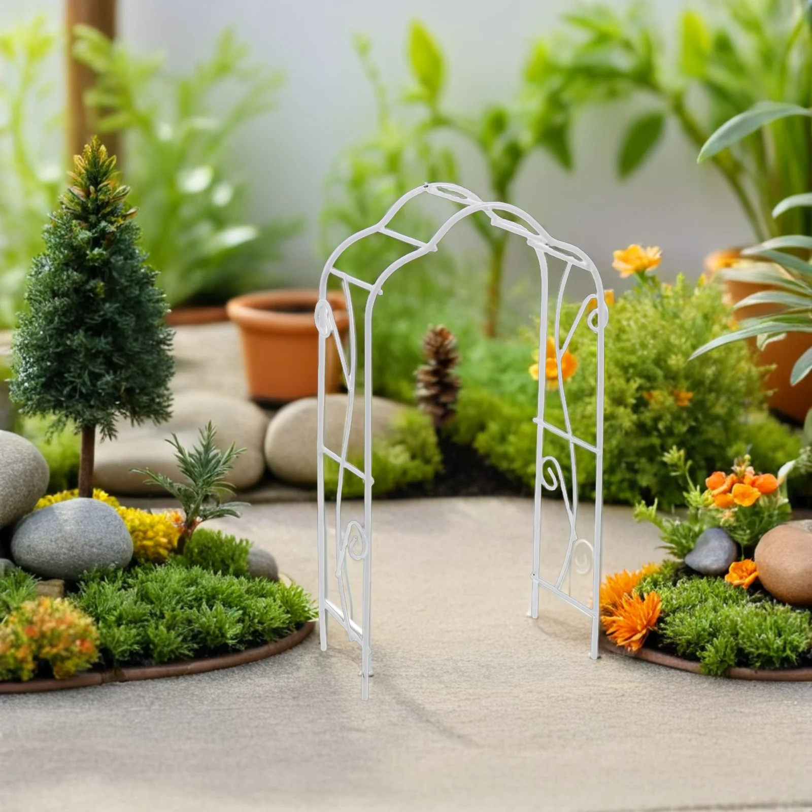 미니 웨딩 아치 철제 공예 아치 장식 인형집 정원 요정 장면 미니어처 풍경 장식 인형집 아치 배경