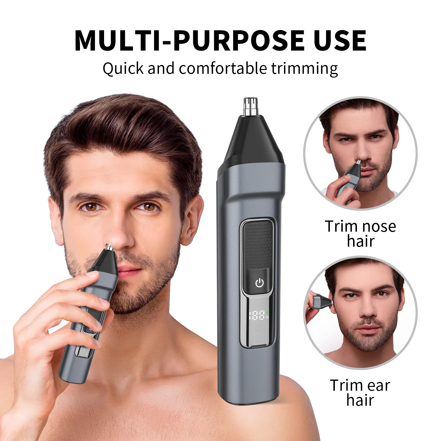 

5-in-1 USB Charging Hair Clipper Titanium Ceramic Blades LCD Display Professional-Grade Salon Hair Clipper