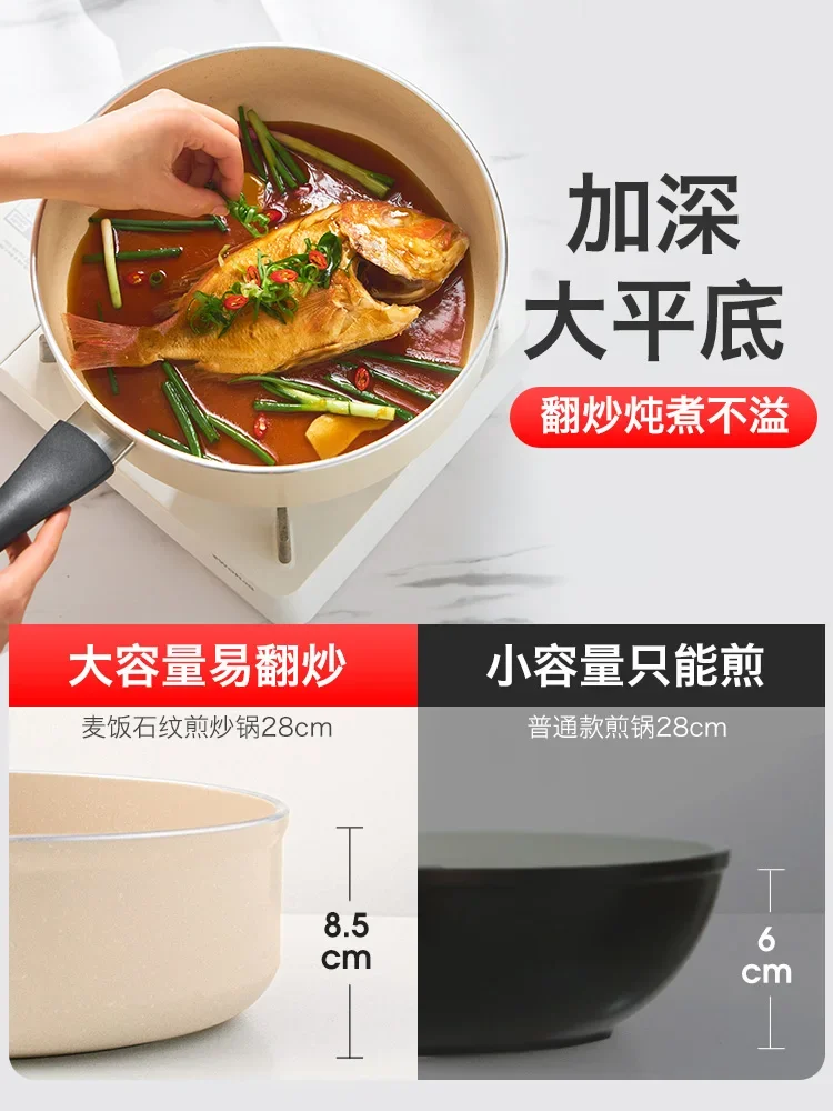 Maifan stone pattern pan non-stick pan special deepened steak frying pan household induction cooker