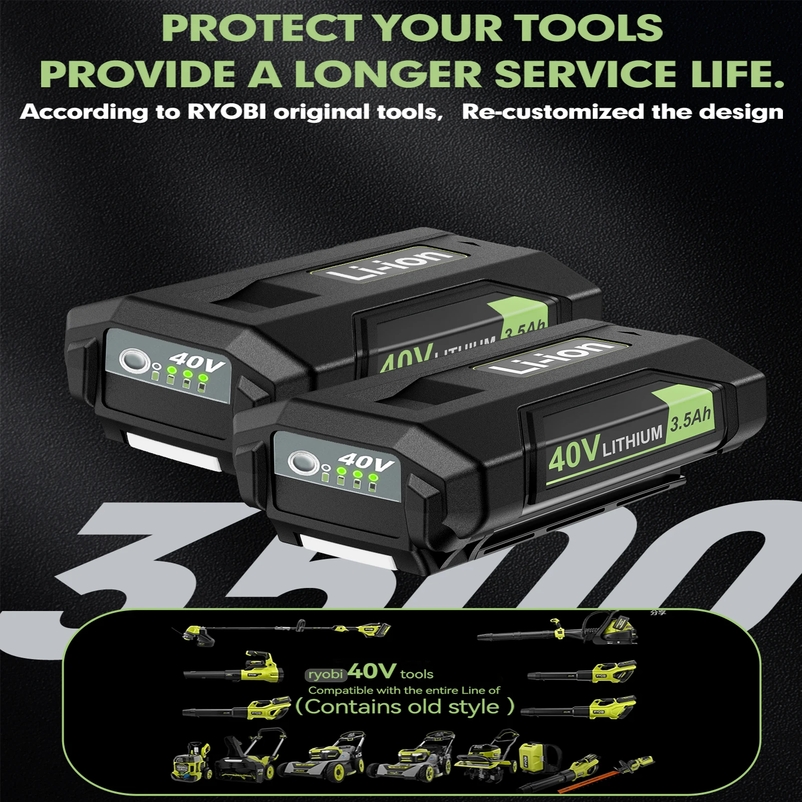 Turpow สําหรับ Roybi OP40201 เปลี่ยนแบตเตอรี่ Li-Ion 40V 3500mAh สําหรับ Roybi 40V เครื่องมือแบตเตอรี่