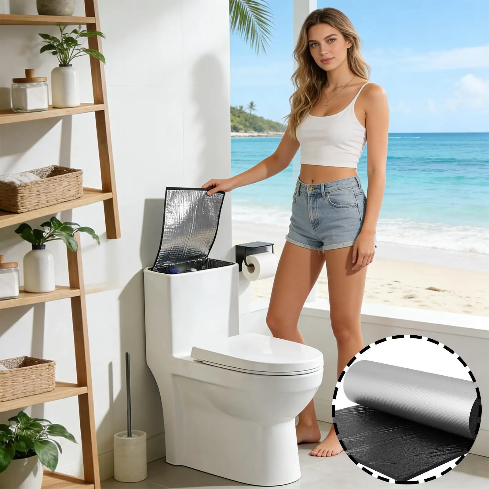 Toilet Tank Insulation Liner Tank Pipe Anti-freeze Sheet Self-adhesive Toilet Anti Condensation insulated Kit For Bathtub Shower
