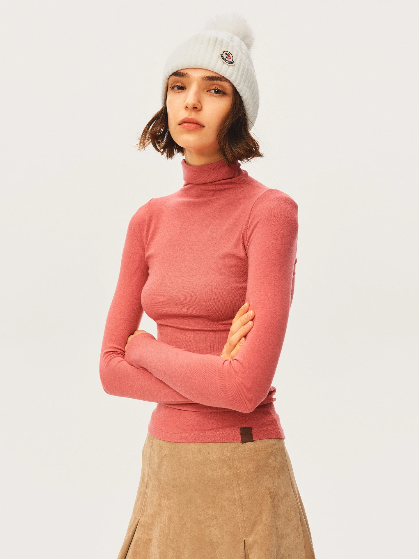 TDDP Vintage Wool Blend High Collar Slim Fit Long Sleeve T-Shirt Women's Autumn Winter Inner Wear Casual Style City Walk