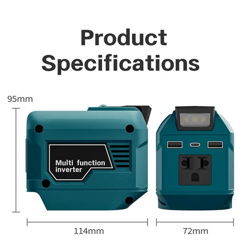 B50C For Makita USB Type-C DC Port Output 250W Power Inverter New DC 18V-21V To AC 220V EU-PLUG
