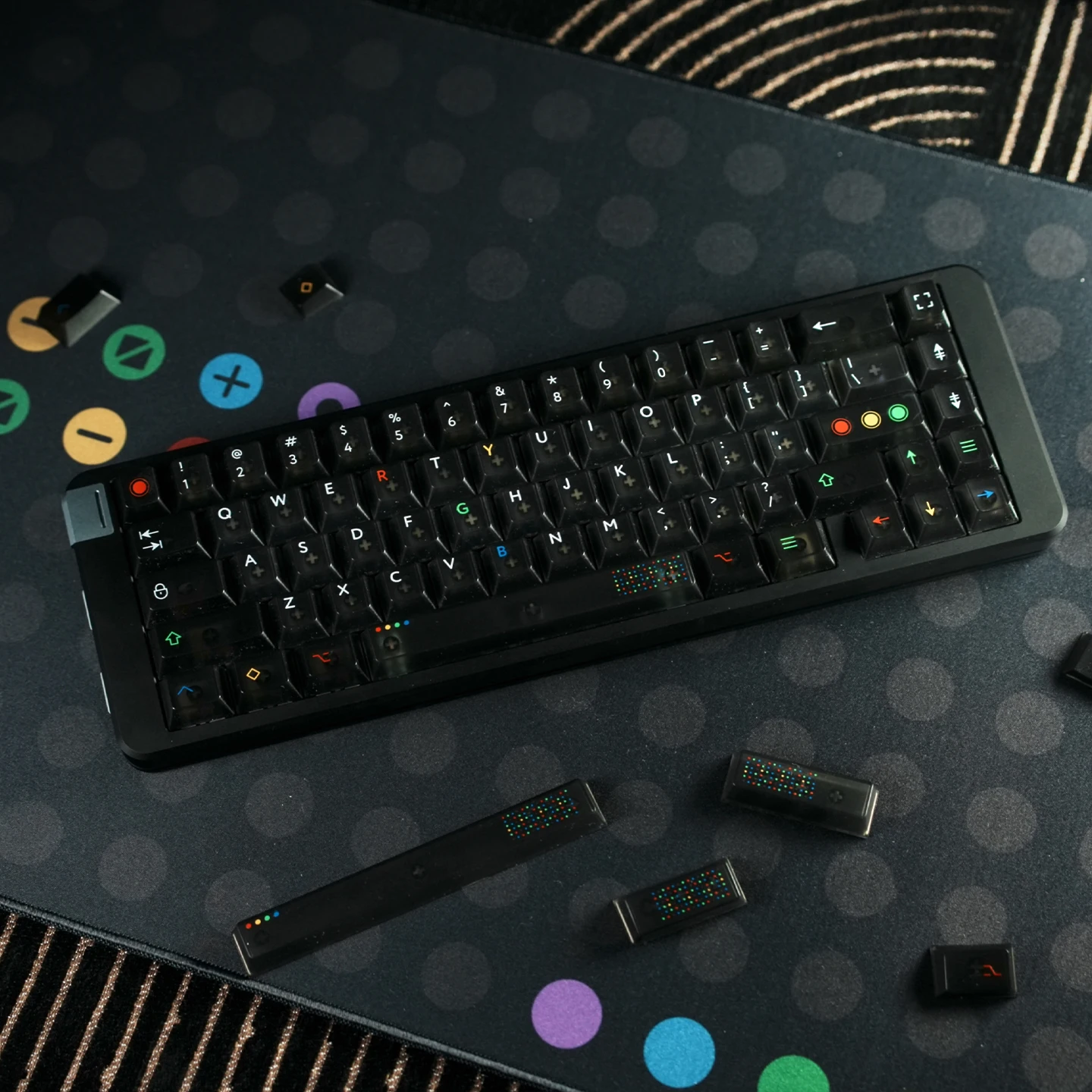 Dark Lights Keycaps 122 Keys Cherry Profile Black Transparent Keycaps UV Pad Print PC Keycaps For MX Mechanical Keyboard
