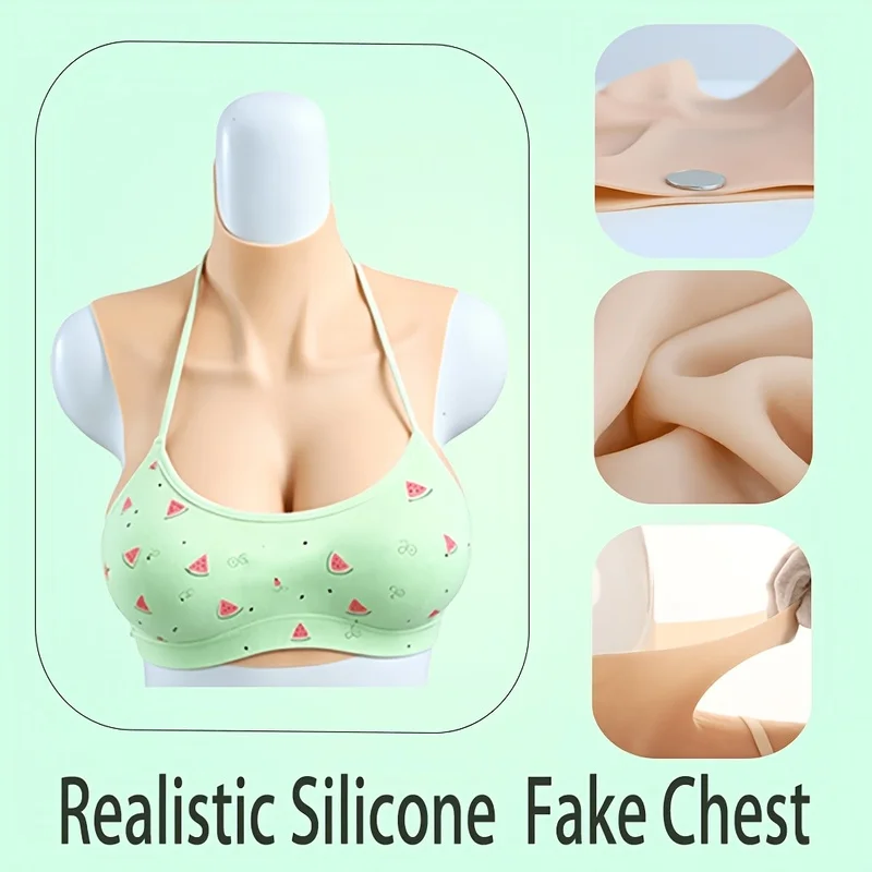 Silicone Chest Armor Plate - Soft Lightweight Breast Suitable for Daily Wear, Post-Surgery, Stage Costumes & Movie Props