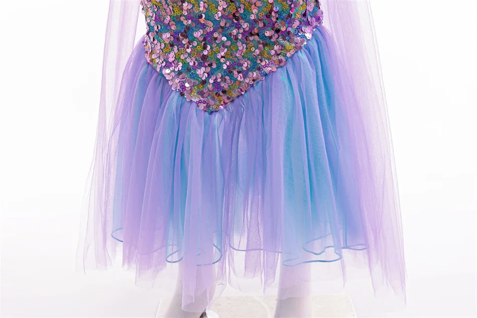 Meerjungfrauen-Paillettenkleid aus Netzstoff, Prinzessinnenkleid, Ariel-Kostüm für Kinder, Halloween- und Geburtstagsparty-Kostüm, Fischschwanz-Kostüm für Mädchen – Detail 10