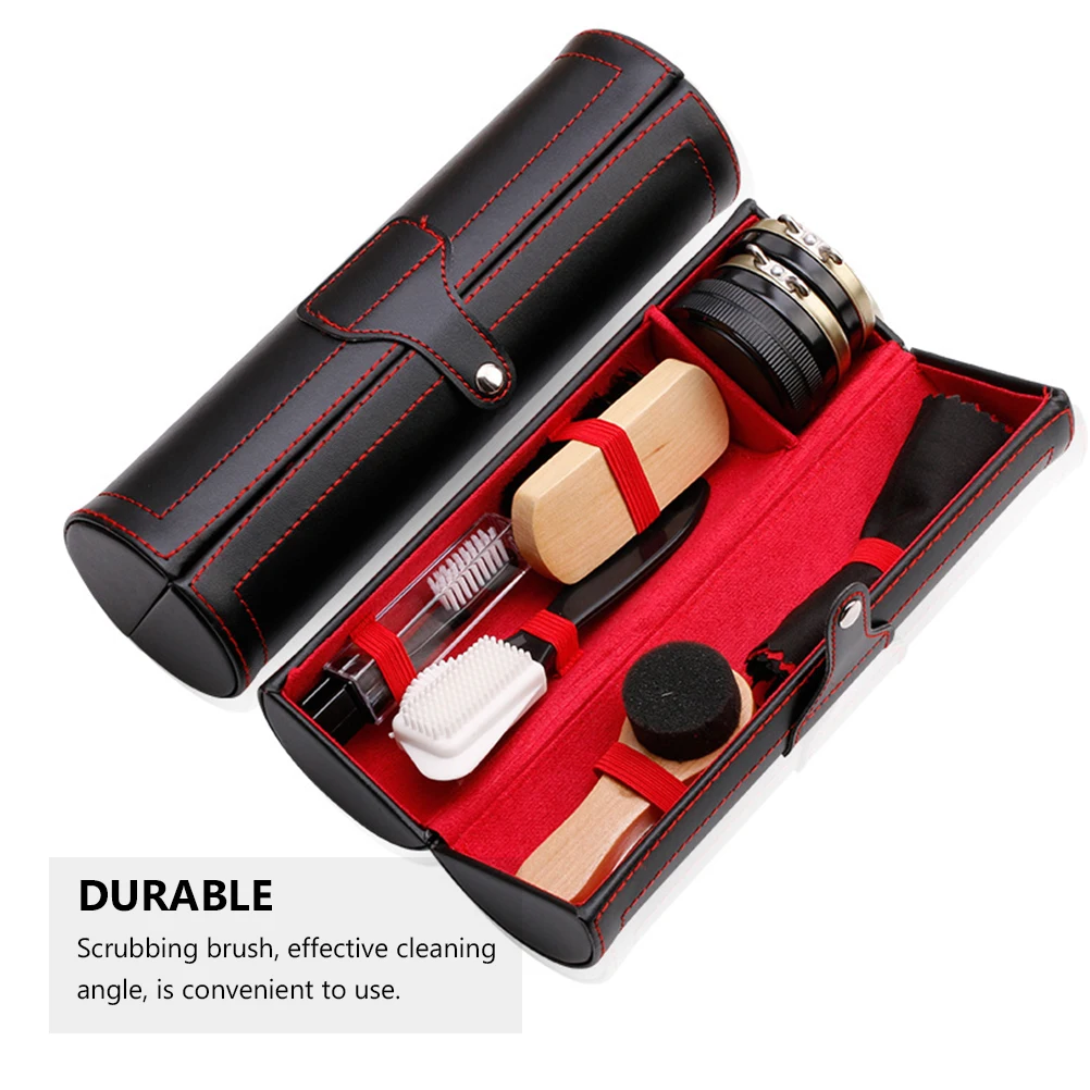 

Shoe Cream Set Black Artificial PU Cleaning Tools Polishing Brush for Shoes Boots Durable Portable Shoe Care Kit Home