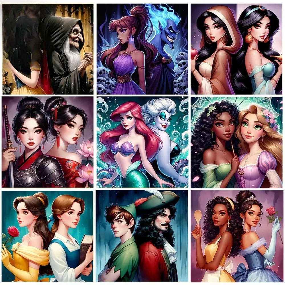 Juego de pintura Digital Belle Alice Disney, pintura para decoración del hogar, regalo de gran tamaño hecho a mano DIY