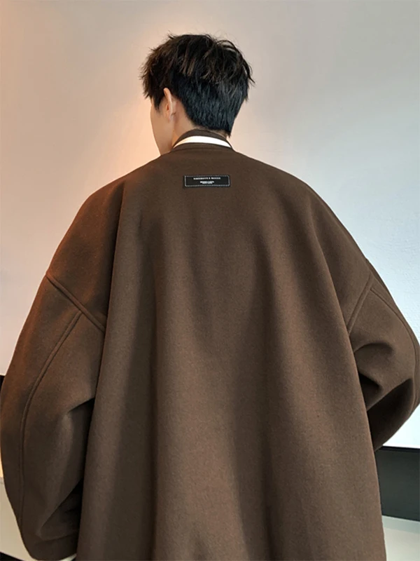 

Color Blo Baseball Jaet Men's Faion Streetwear Vintage American Sle Polyester Fiber Long Sve Regular Fit Coat