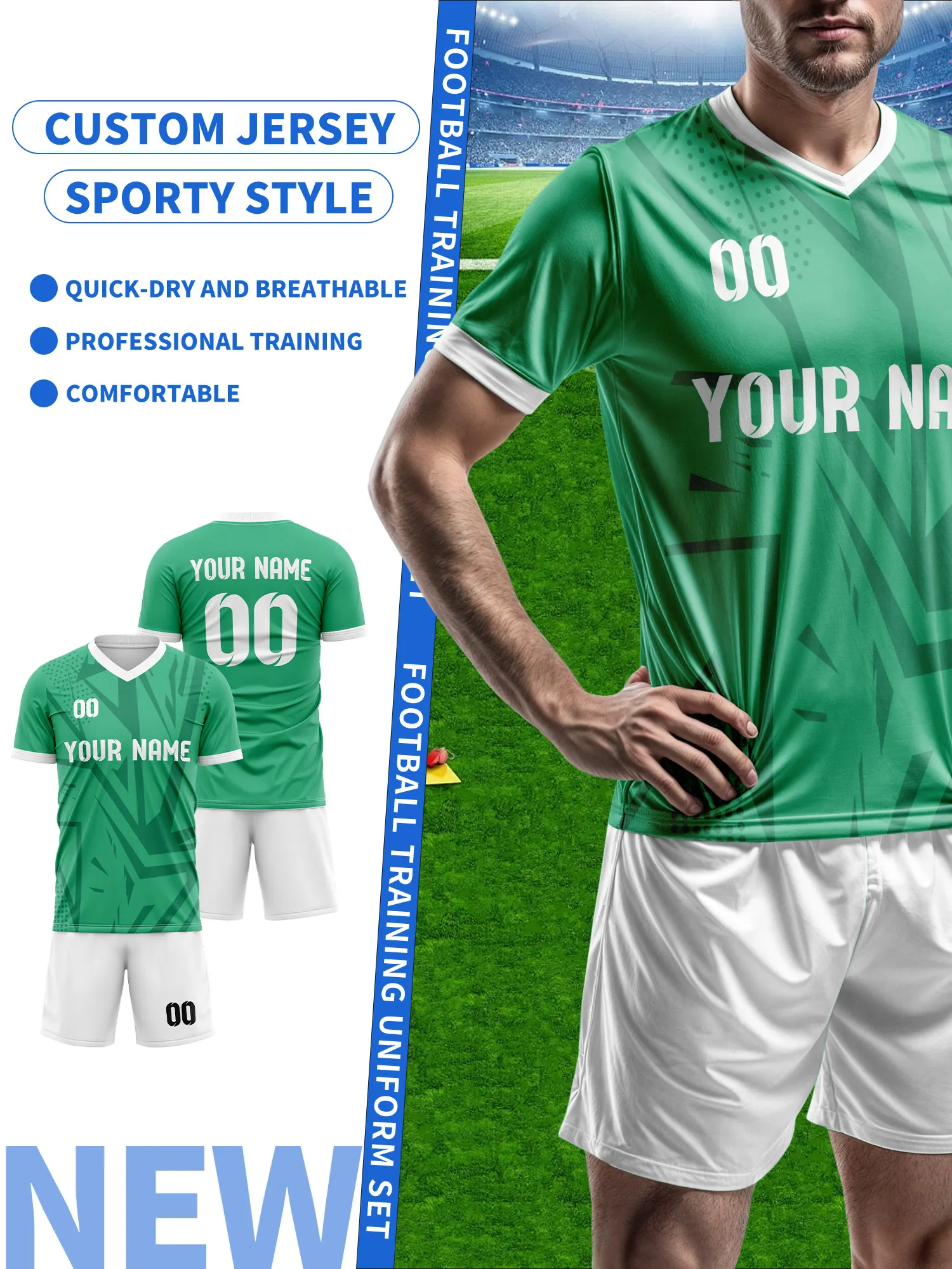 

2026 Men's and Women's Customized Name and Number Sports V-Neck Jerseys, Quick-Drying, Fashionable, Sublimation Technology