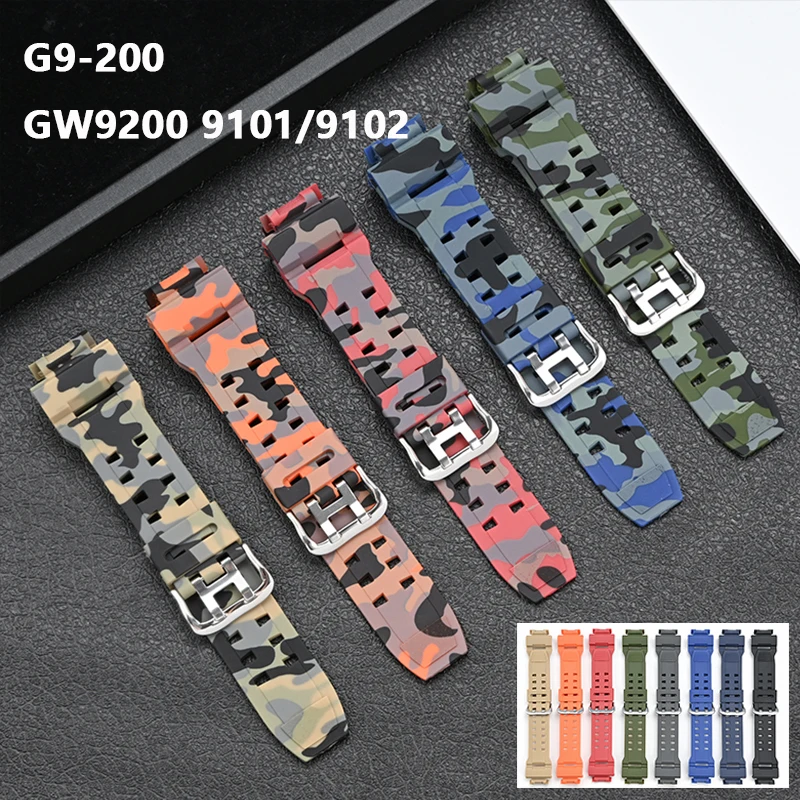 Camouflage Strap for Casio G-Shock G-9200 GW-9200 9101 9102 9110 9125 Men Resin Rubber  Waterproof Sport Watch Band Bracelet