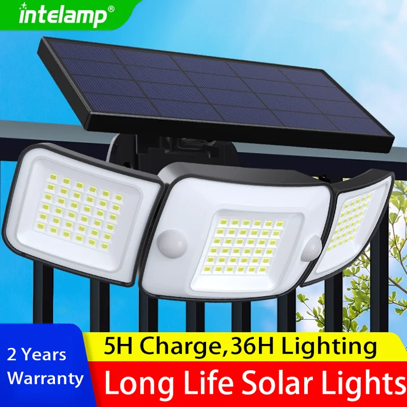 

High Bright Solar Lights Outdoor Modes Motion Sensor Super Bright Wall Lamp Waterproof Street Light for Garden Yard Path Garage