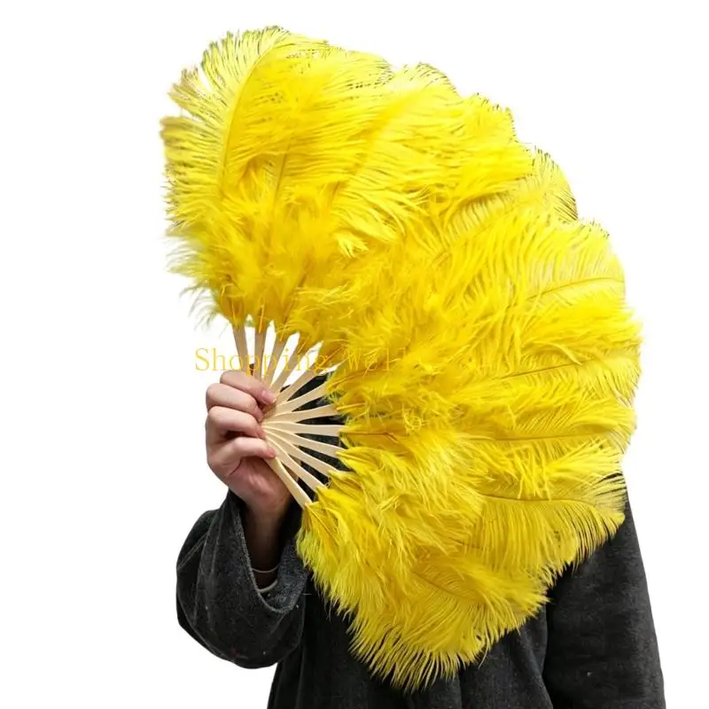 KX4B Stage Feathered Folding Fan for Burlesque Dance Wedding Decors and Styling