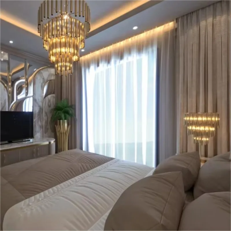 

King Size Bed Wholesale Hotel Bedroom Furniture Set Double Fabric Luxury Luxurious Up-holstered Beds