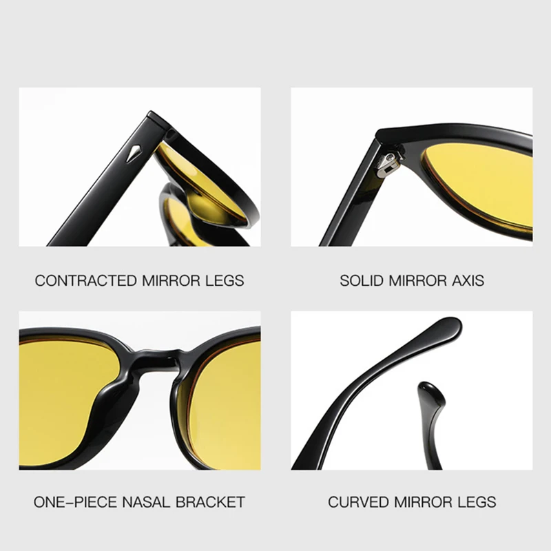 Vintage Rivets Round Sunglasses Men Women Retro Plastic Oval Sun Glasses Male Classic Summer Vacation Driving Shades
