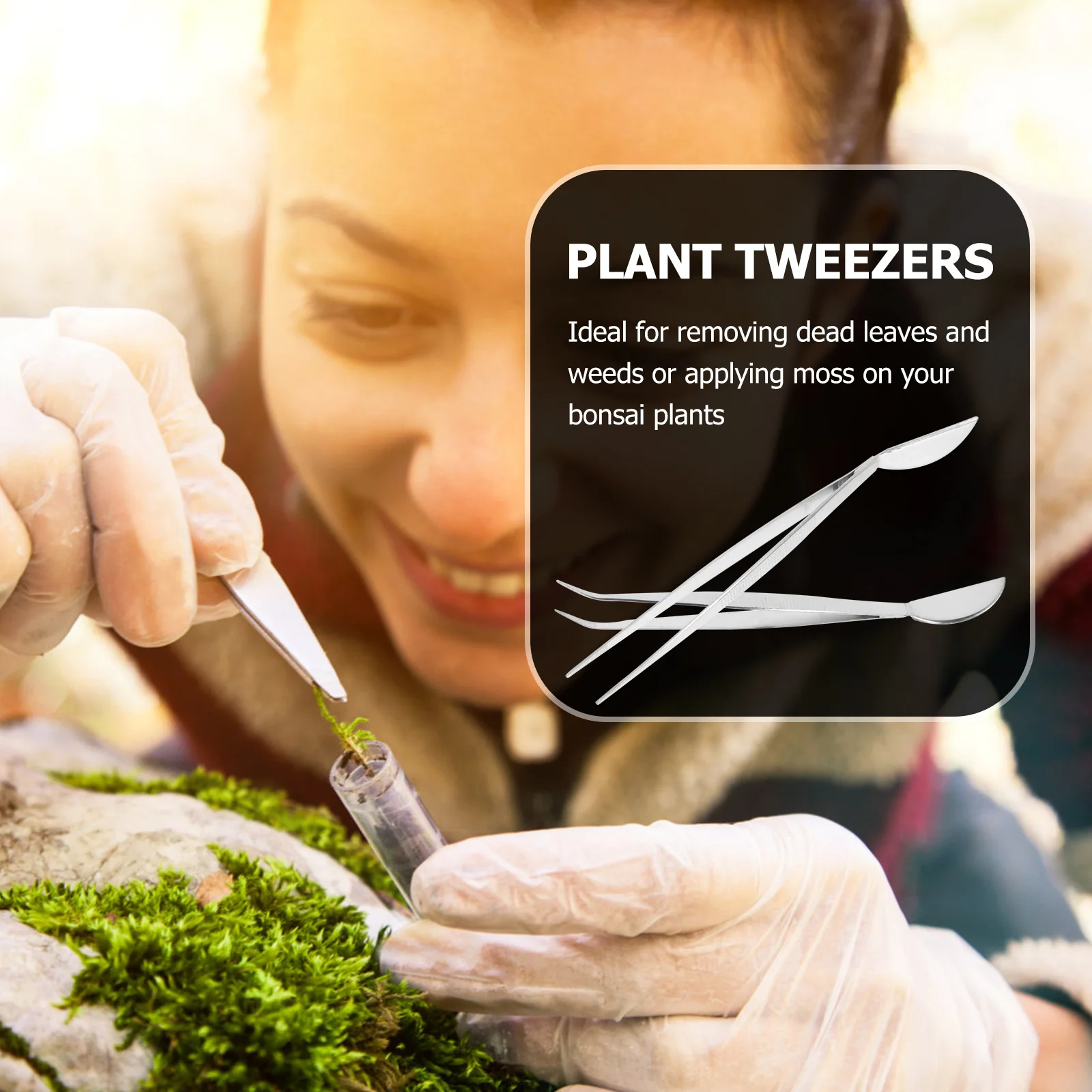 

2pcs Stainless Steel Bonsai Tweezers Professional Soil Loosening Tool For Moss Planting Dead Leaf Removal Multi-Function Rake