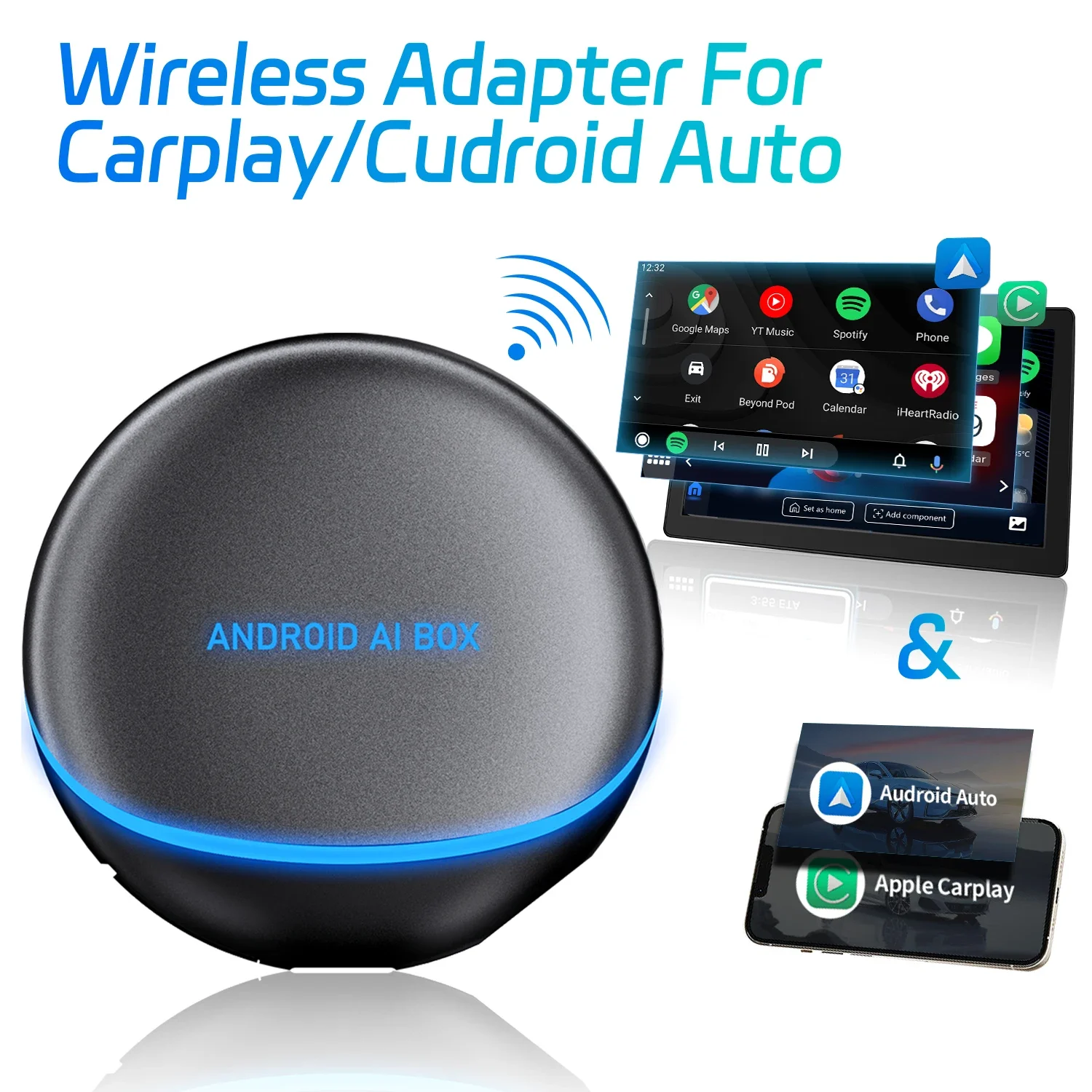 Ottocast OttoAiBox Android 12 Wireless Carplay Car Smart Box Android Ai Box z kartami SIM 4G Carplay Box do samochodów
