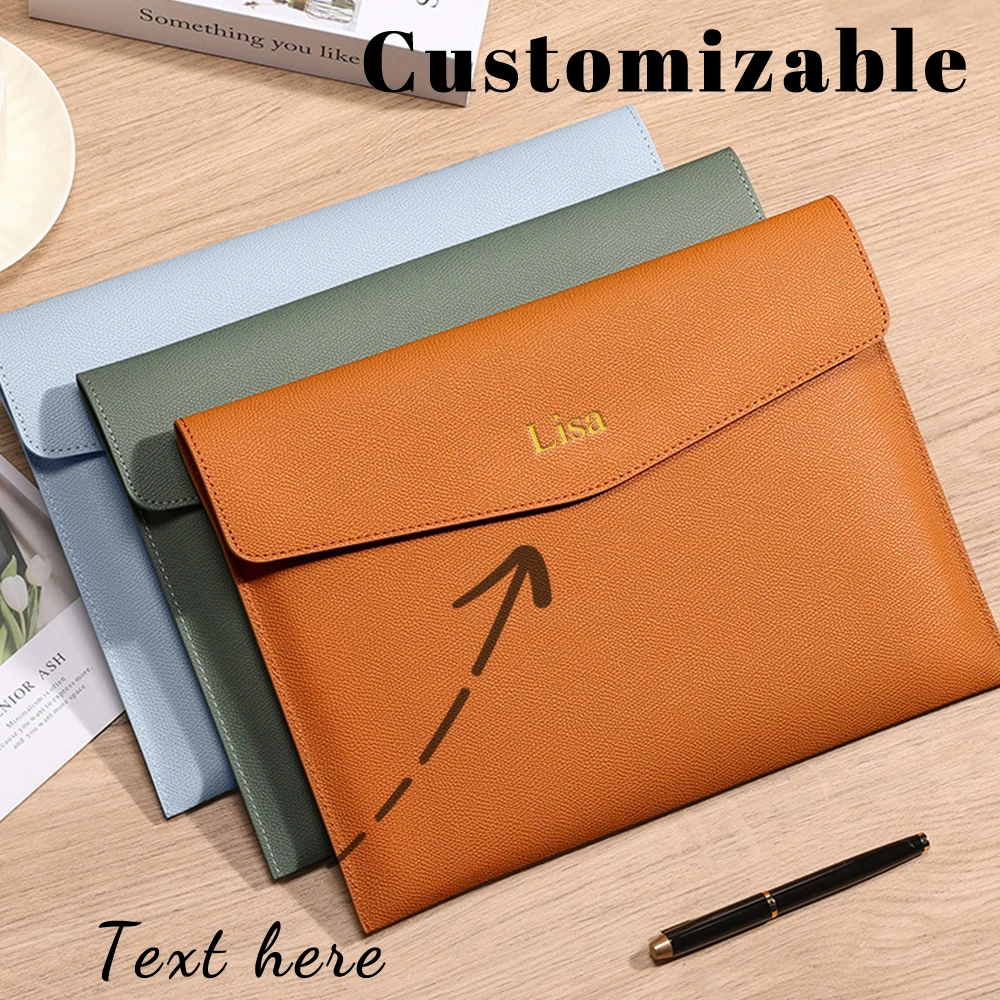 Customized A4 leather file bags for letters, official document bags, material bags, and business office storage bags