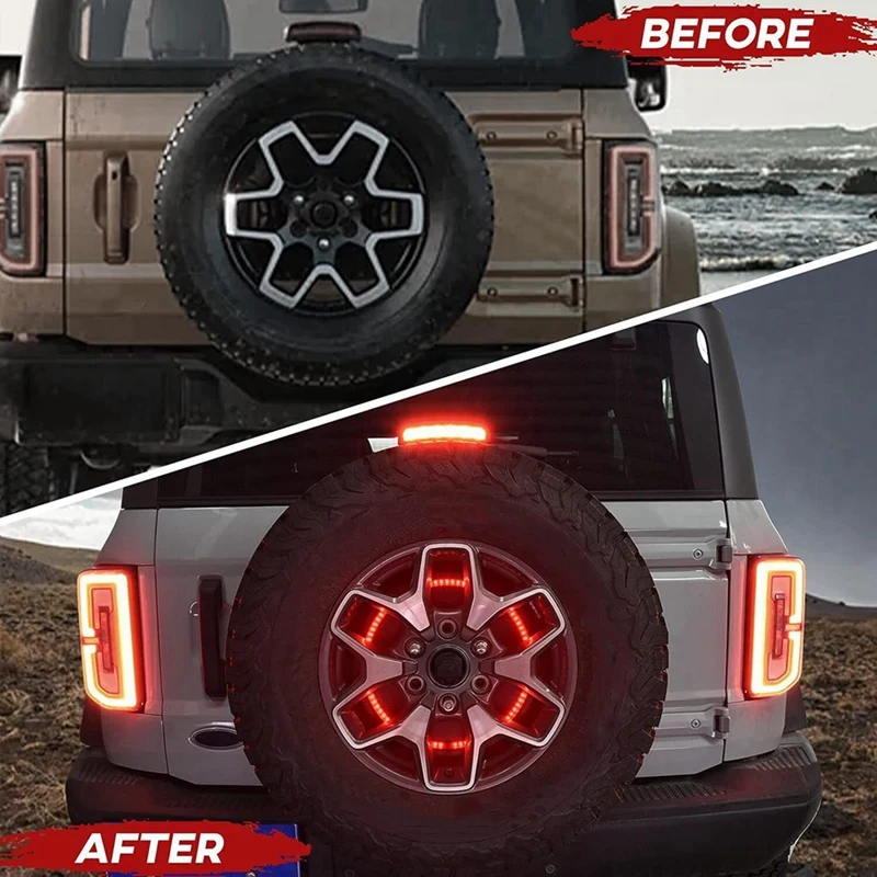 LED High Mount Stop Light And Rear Spare Wheel Brake Light Replacement Parts Fit For Ford Bronco 2/4D 2021-2023