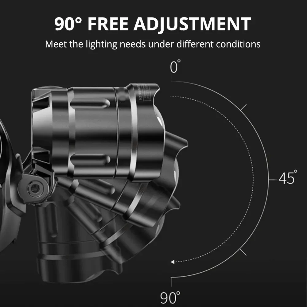 XHP90 램프 비즈 포함 슈퍼 브라이트 LED 헤드램프, 방수 헤드라이트 전원 디스플레이, 탐험 사냥 낚시 적합