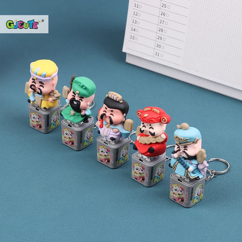 New Cartoon Cute God Of Wealth Merit +1 Anime Cartoon Style With Sound And Light Office Decompression Toy Bag Keychain