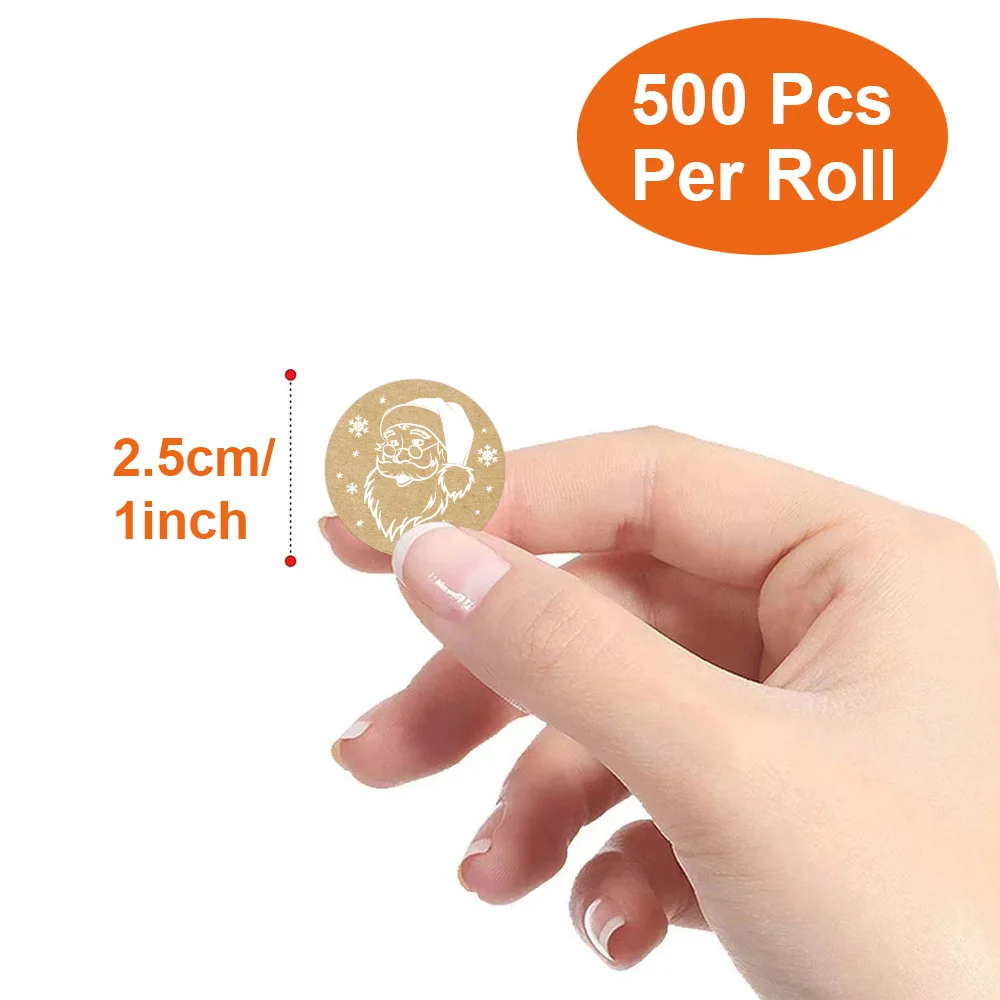 100-500pcs Kraft stickers Christmas Gift Decoration Sticker for Package Stationery stickers Festival happy decoration Seal Label