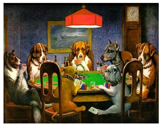 zd- (Dogs Playing Poker Series) by Marcellus Coolidge Famous Handmade Oil Paintings Reproduction for Wall Art Decor@