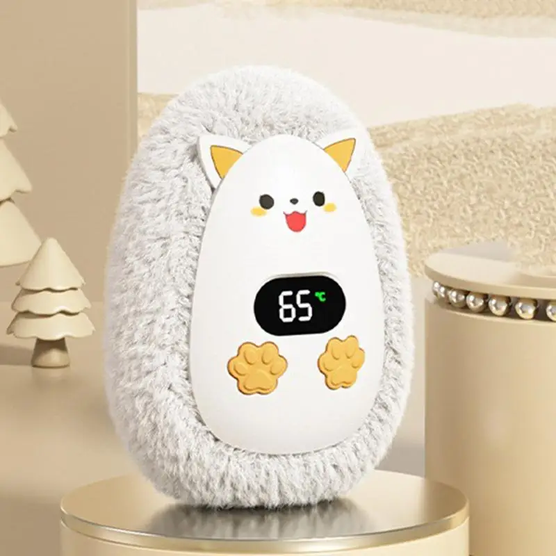 Animal Hand Warmer USB Rechargeable Winter Hand Warmer Lovely Plush Warming Tool Smart Digital Display Hand Heater For Women